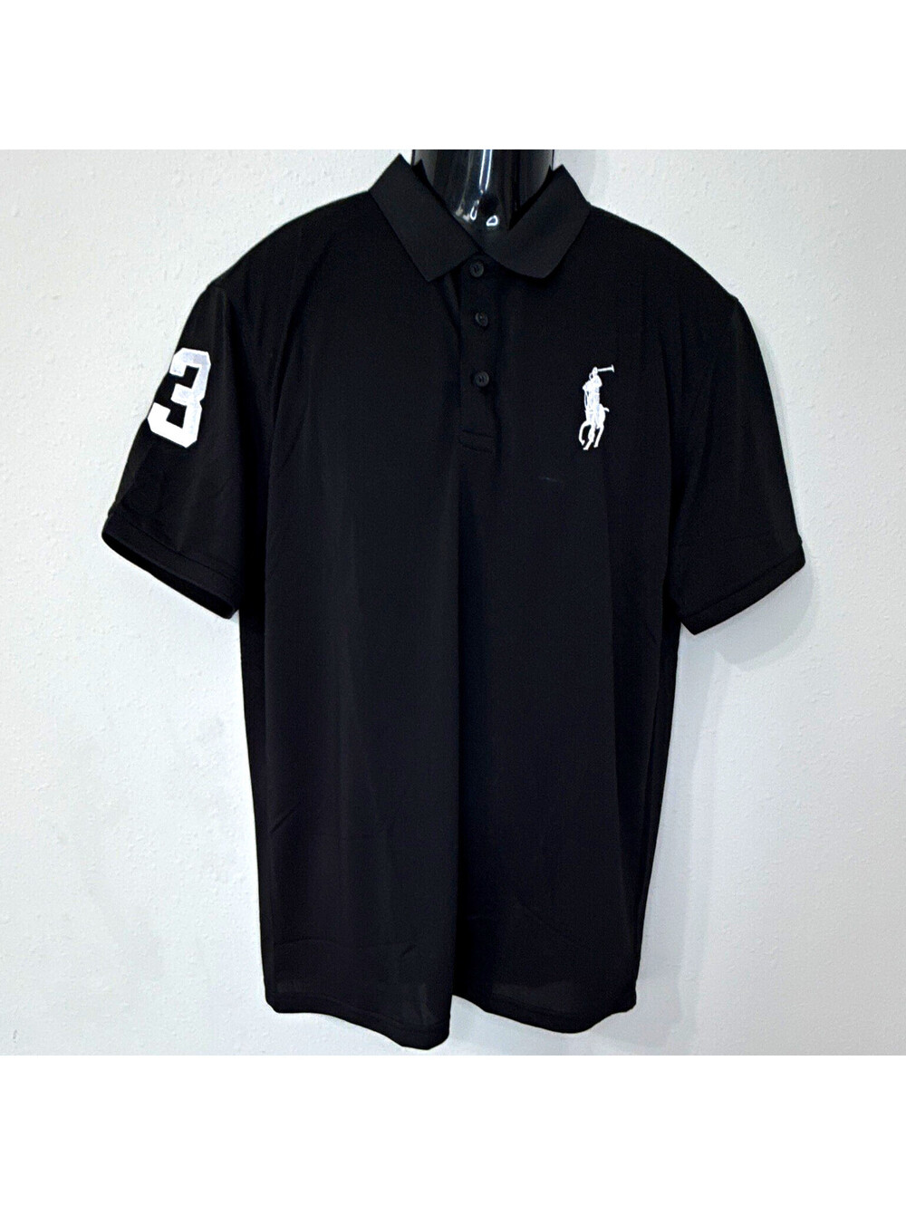 Polo Ralph Lauren Men’s 3XL Black Solid Short Sleeve Polo, Logo
